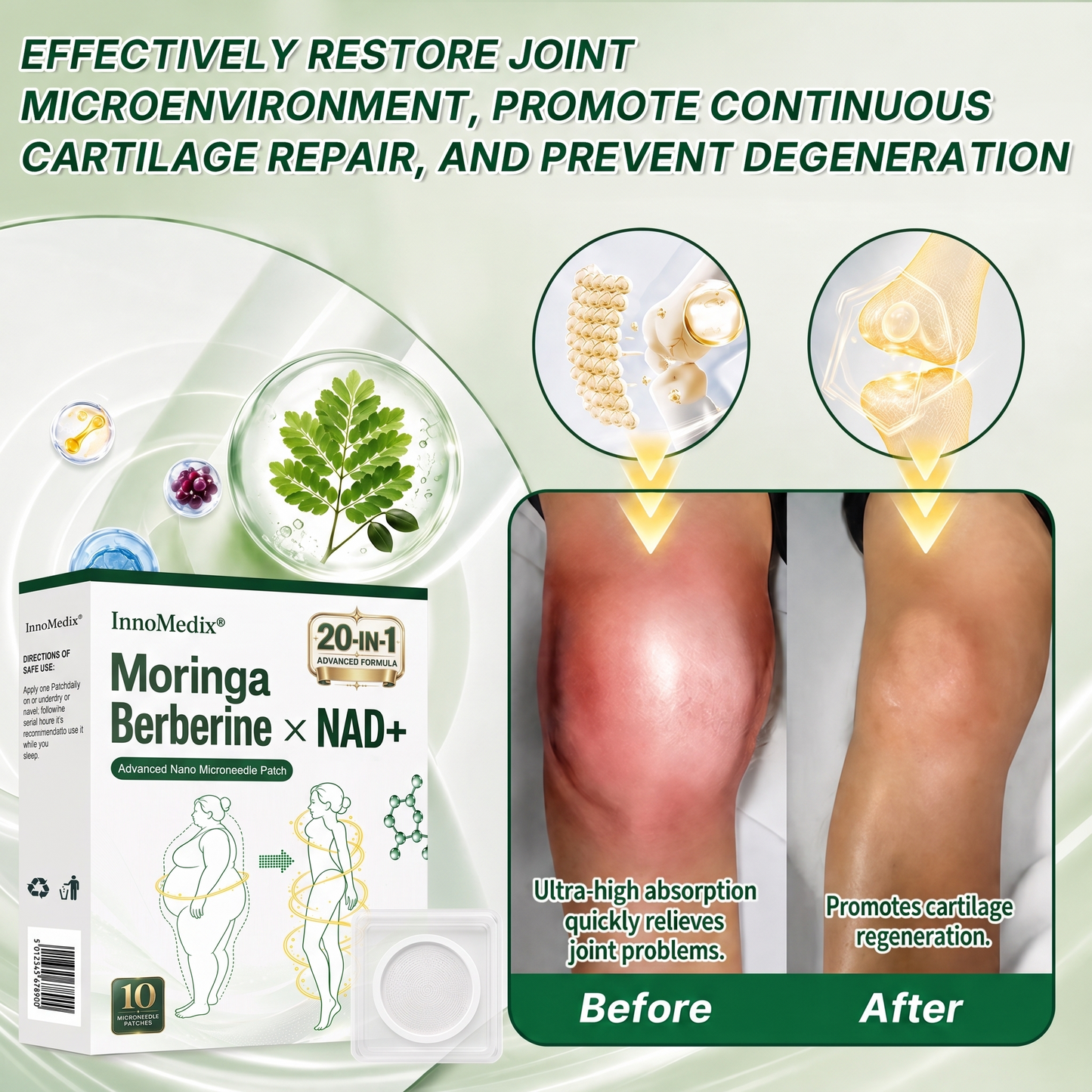 InnoMedix® Moringa · Berberine × NAD+ 20-IN-1 Advanced Nano Microneedle Patch🏆