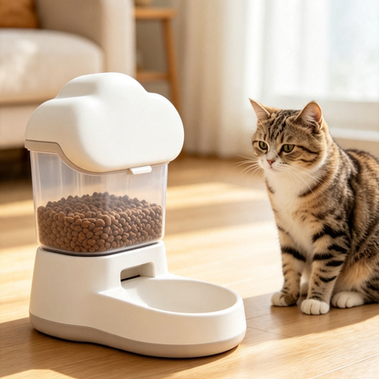 Cloud-Shaped Gravity Pet Feeder — Worry-Free Feeding For Cats