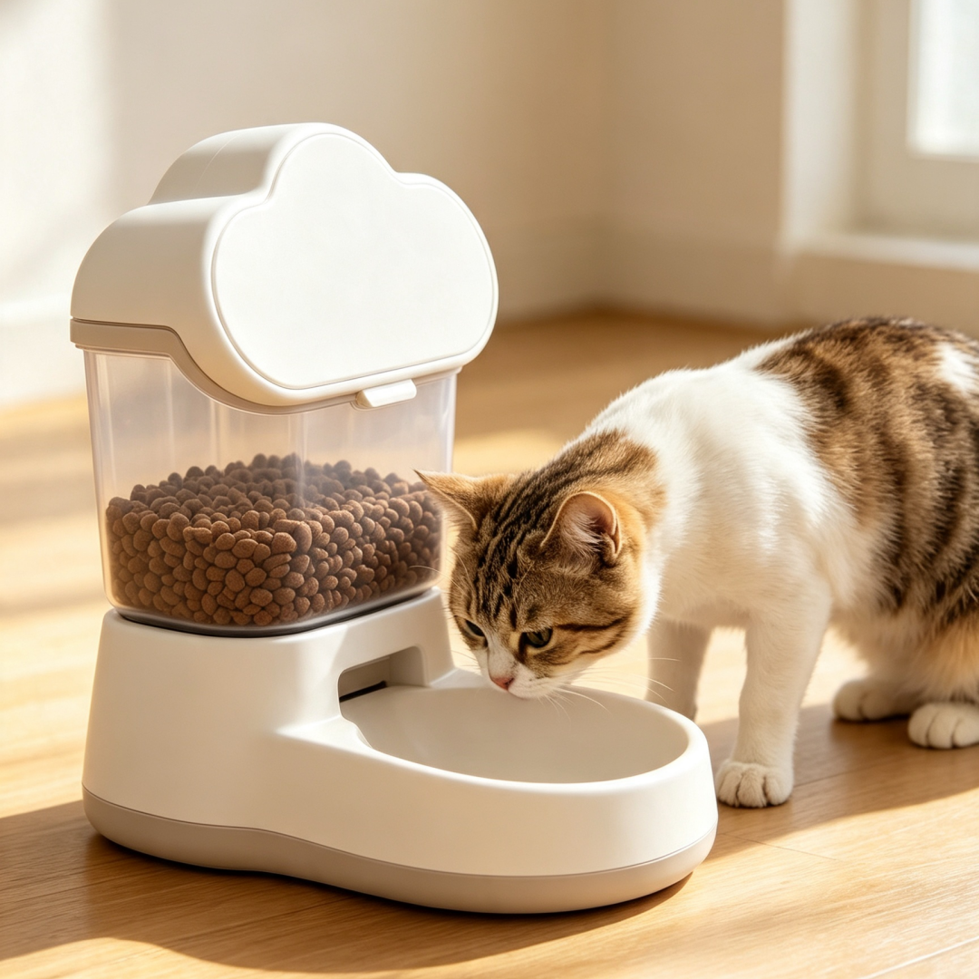 Cloud-Shaped Gravity Pet Feeder — Worry-Free Feeding For Cats