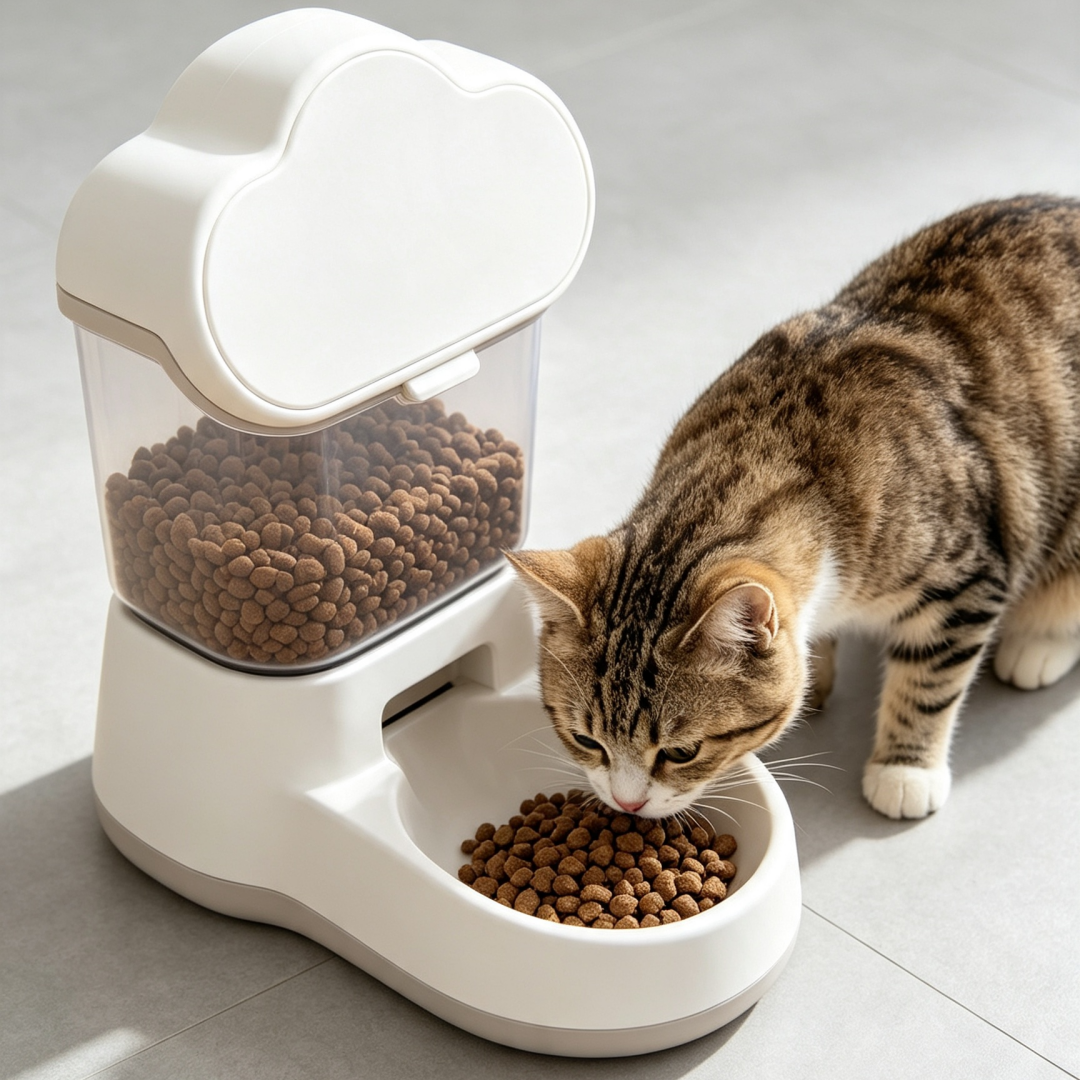 Cloud-Shaped Gravity Pet Feeder — Worry-Free Feeding For Cats