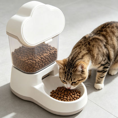 Cloud-Shaped Gravity Pet Feeder — Worry-Free Feeding For Cats